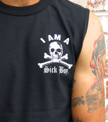 Sick Boy Black "I am a Sick Boy" Men's Sleeveless Biker T-shirts
