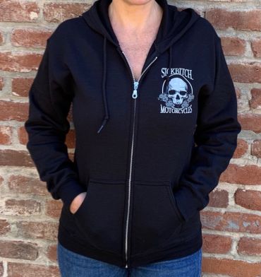 Ladies Skull Rose Zip-up Sweatshirt