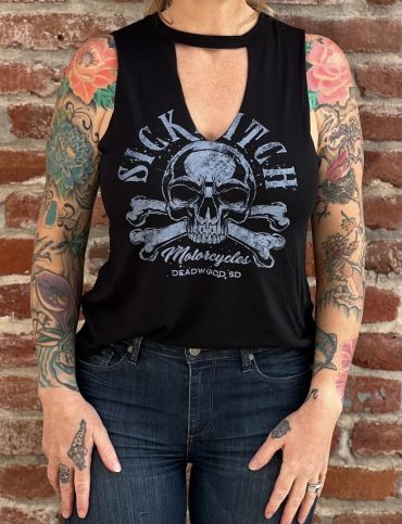 Ladies Sick Bitch Black Cut Neck Tank