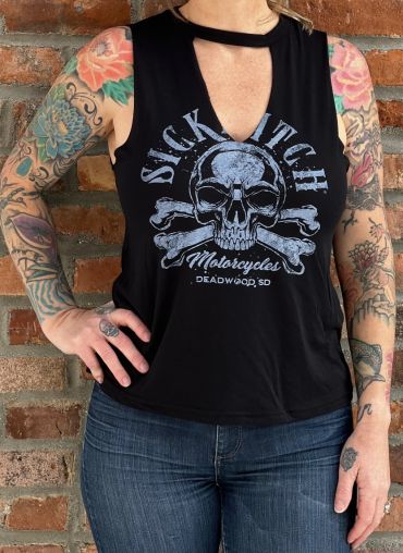 Ladies Sick Bitch Black Cut Neck Tank