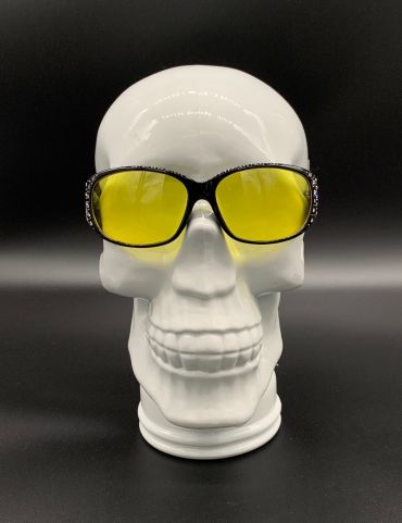 Sick Bitch Yellow Rhinestone Glasses