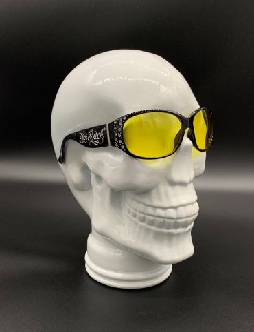 Sick Bitch Yellow Rhinestone Glasses