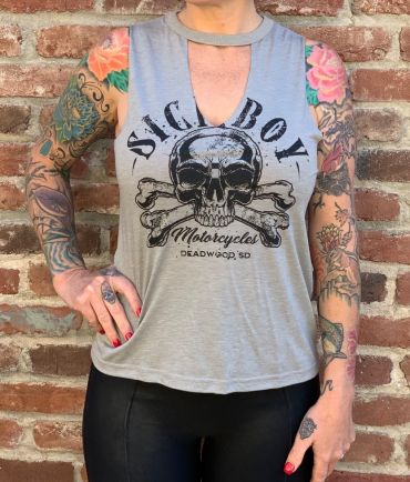 Ladies Sick Boy Grey Cut Neck Tank