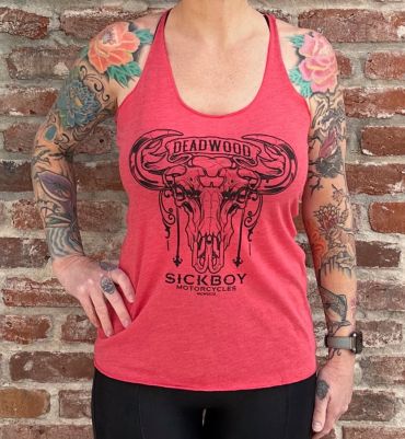 Ladies Red Buffalo Skull Tank 