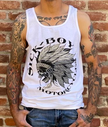 Men's White Indian Tank Top