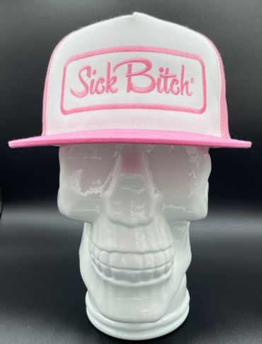 Flat Pink/White Sick Bitch Snapback