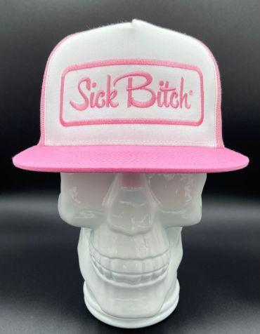 Flat Pink/White Sick Bitch Snapback