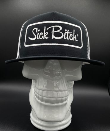 Sick Bitch B/W Flat Snapback Hat