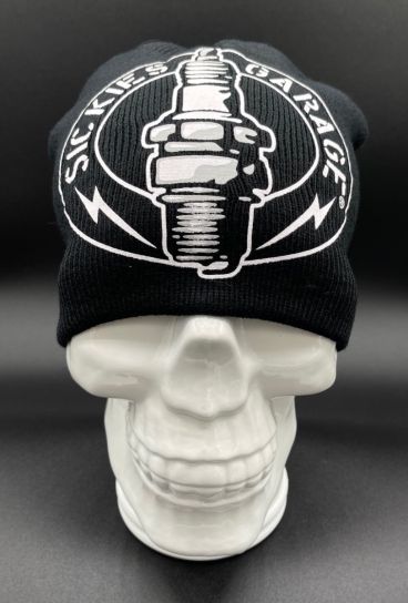 Spark plug printed knit hat