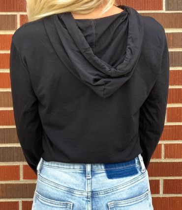 Black Sick Bitch crop hoodie