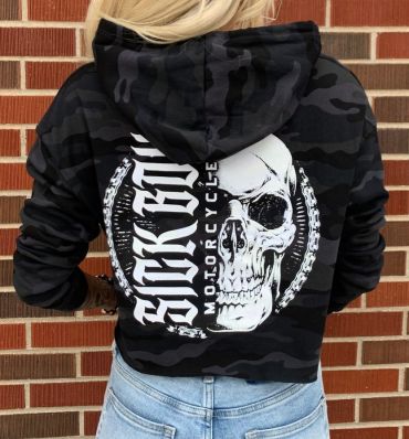 Ladies camo crop hooded sweat