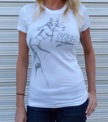 Sickies Garage Women's White "Bumping & Grinding" T-Shirt