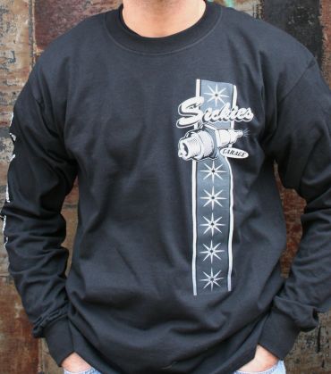Sickies Garage Black "Custom Attitude and No Service" Men's Long Sleeve Biker T-shirt