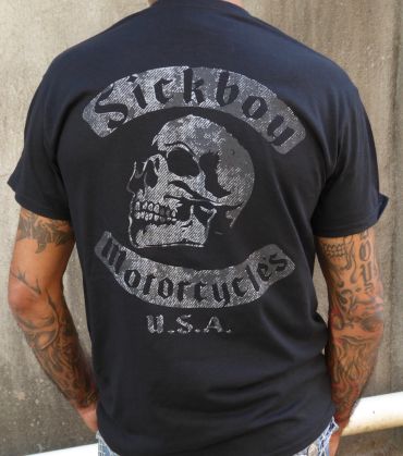 Sick Boy Motorcycles Black Skull Rocker T-shirt