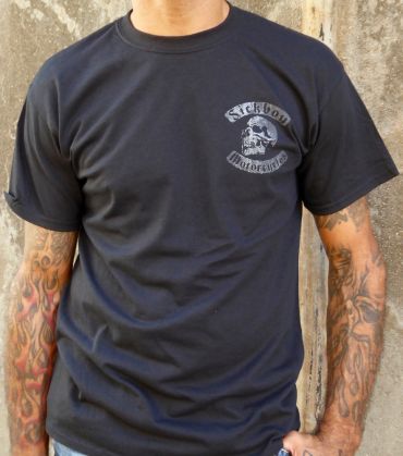 Sick Boy Motorcycles Black Skull Rocker T-shirt