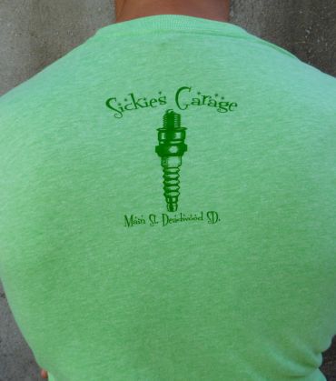 Green Sickies Garage Spark Plug T-shirt