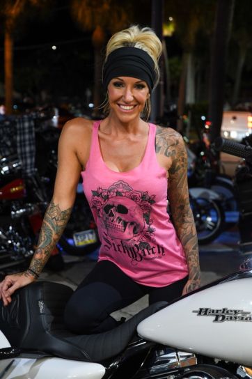 Ladies Pink Skull and Rose Tank