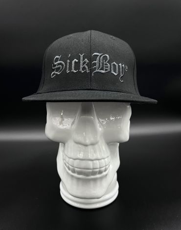 Sick Boy Black Flat Bill Fitted Cap | SICK BOY MOTORCYCLES
