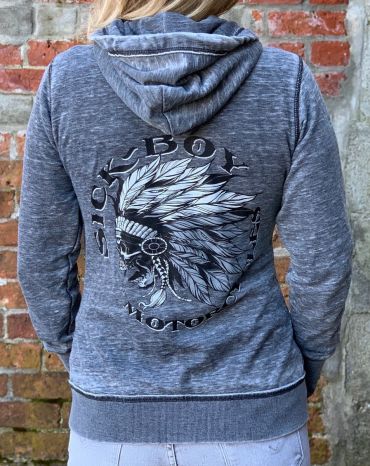 Ladies Grey Indian Hooded Sweat