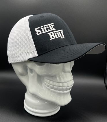 帽子 sick skull cap Sick Boy Black Flat Bill Fitted Cap | SICK BOY MOTORCYCLES