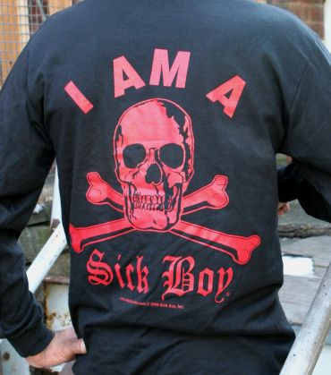 Sick Boy Black and Red "Sick For Life" Men's Long Sleeve Biker T-shirts