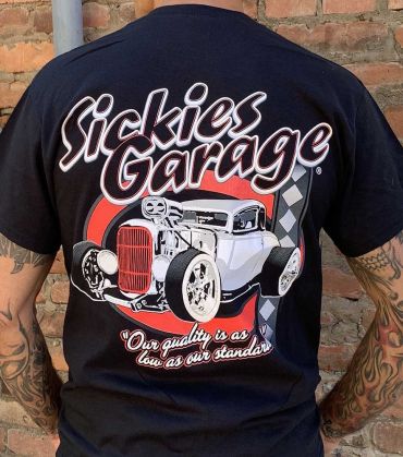 Sickies Garage Car Black T-shirt