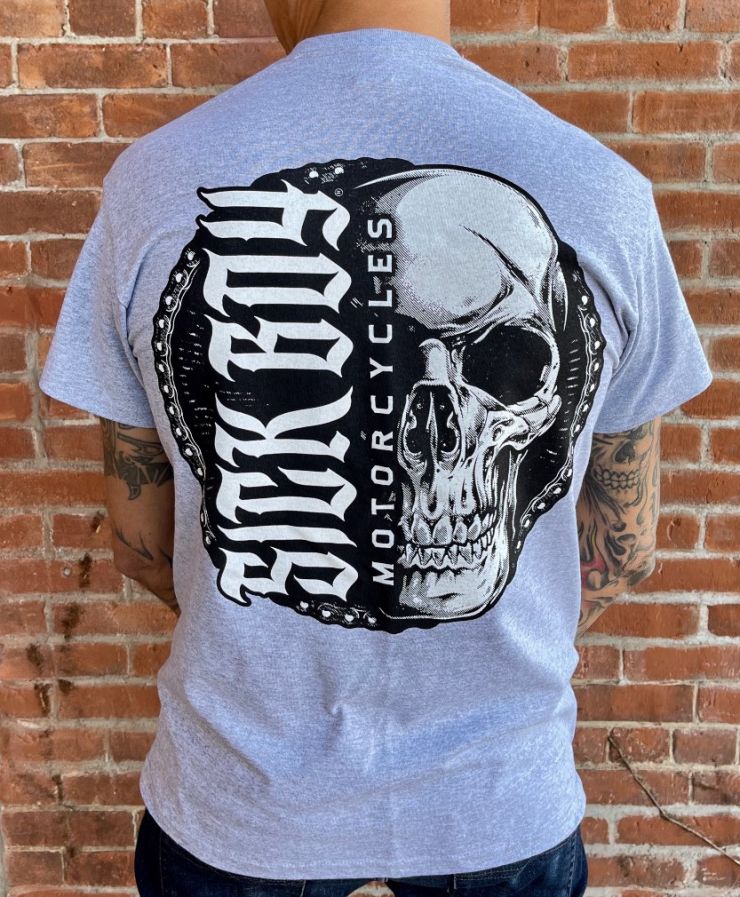 Heather Grey Faded Skull tee
